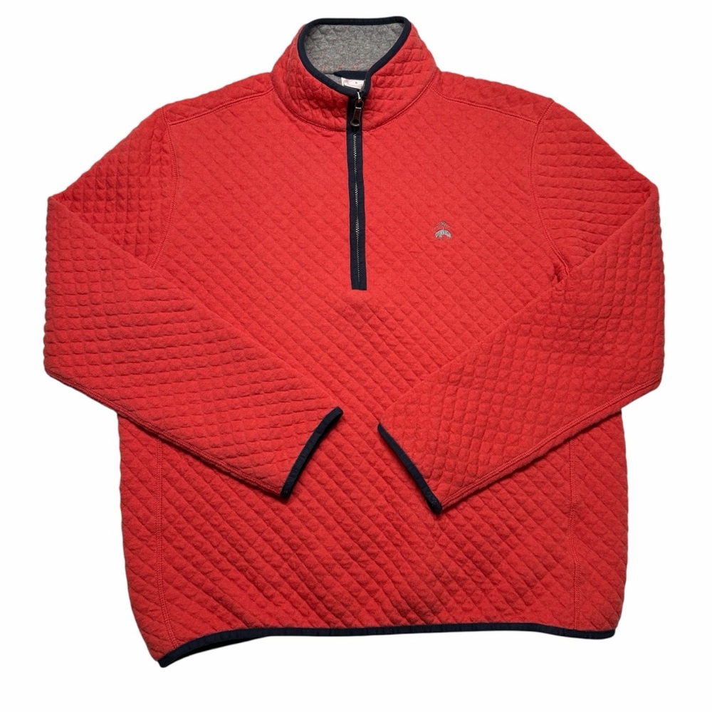 Brooks Brothers Diamond-Quilted Quarter-Zip Pullover Mens Small Preppy Old Money